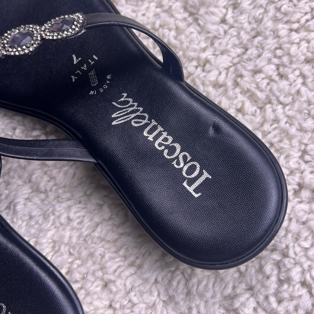 WOMENS BLACK SIZE 7 TOSCANELLA SANDALS WITH RHINESTONE DESIGN SIZE 7 NWOT - Picture 7 of 10